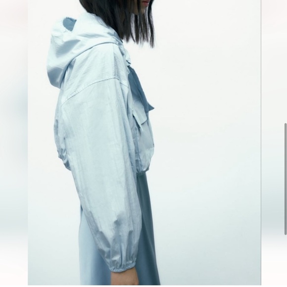 NewZara Pockets Buttons  Light Blue Hoodie jacket - Picture 6 of 16